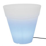 8 seasons design | Flowerpot Pflanzgefäß beleuchtet Shining Pot rund (E27 für LED, 48 cm, Ø 50 cm, 20l, intelligentes Abfluss-System, innen & außen) weiß - 1