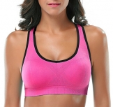 ANGOOL Damen Komfort Klassische Racerback Sport BH Top Fuer Yoga Fitness-Training(L,Schwarz+blau+rosa) - 5