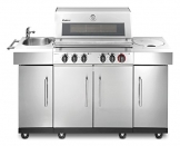 Enders BBQ Gasgrill KANSAS 4 SIK Profi Turbo, Gas Grill 8725, Steak Turbo Zone, Simple Clean, Infrarot-Brenner, 4 Edelstahl-Brenner stufenlos, Grillwagen mit Seitenkocher - 1