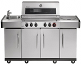 Enders KANSAS PRO 4 SIK Profi Turbo BBQ Gasgrill, Infrarot 4 Edelstahl-Brenner stufenlos, Grillwagen mit Seitenkocher, Silber, 64x153x118 cm - 1