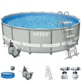 Intex Premium-Pool Komplettset 488x122 cm mit Sandfilter, Sicherheitsleiter und Solarfolie Schwimmbad Stahlwand Metallrahmen - 1