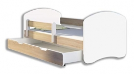 Kinderbett Jugendbett mit einer Schublade und Matratze Weiß ACMA II (160x80 cm + Schublade, Eiche Sonoma) - 1