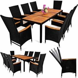 PolyRattan Sitzgruppe 8+1 Schwarz Gartenmöbel Gartenset Sitzgarnitur ✔ neigbare Rückenlehnen ✔ Tisch aus Akazienholz ✔ wetterbeständiges Polyrattan ✔ Modellauswahl - 1