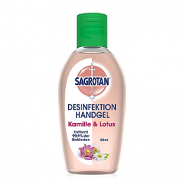 Sagrotan Hand-Desinfektionsgel Kamille & Lotus Desinfektionsmittel für die Hände in handlicher Reisegröße – 1 x 50 ml antibakterielles Gel - 1