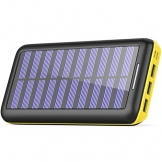 Solar Ladegerät Powerbank, BERNET 24000mAh Externe Akku Batterien mit (Lighting & Micro)Dual Input und 3 Ausgänge Solar Power Bank für iPhone, iPad, Samsung, Android und andere Smartphones-Gelb - 1