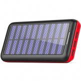 Solar Ladegerät Powerbank, BERNET 24000mAh Externe Akku Batterien mit (Lighting & Micro)Dual Input und 3 Ausgänge Solar Power Bank für iPhone, iPad, Samsung, Android und andere Smartphones-Rot - 1