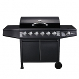 TAINO® BASIC Gasgrill Grillwagen BBQ Edelstahl-Brenner + Seitenkocher Gas-Grill TÜV Schwarz (6+1 Gasgrill inkl. Zubehör) - 3