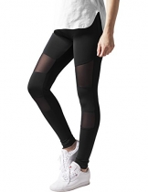 Urban Classics Ladies Tech Mesh Sport Leggings, lange Damen Fitnesshose mit halbtransparenten Einsätzen, Größe S - 1